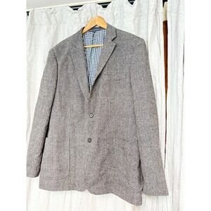 Nautica Men's 46L Wool Blend Sport Coat Gray Herringbone Blazer Classic 2 Button